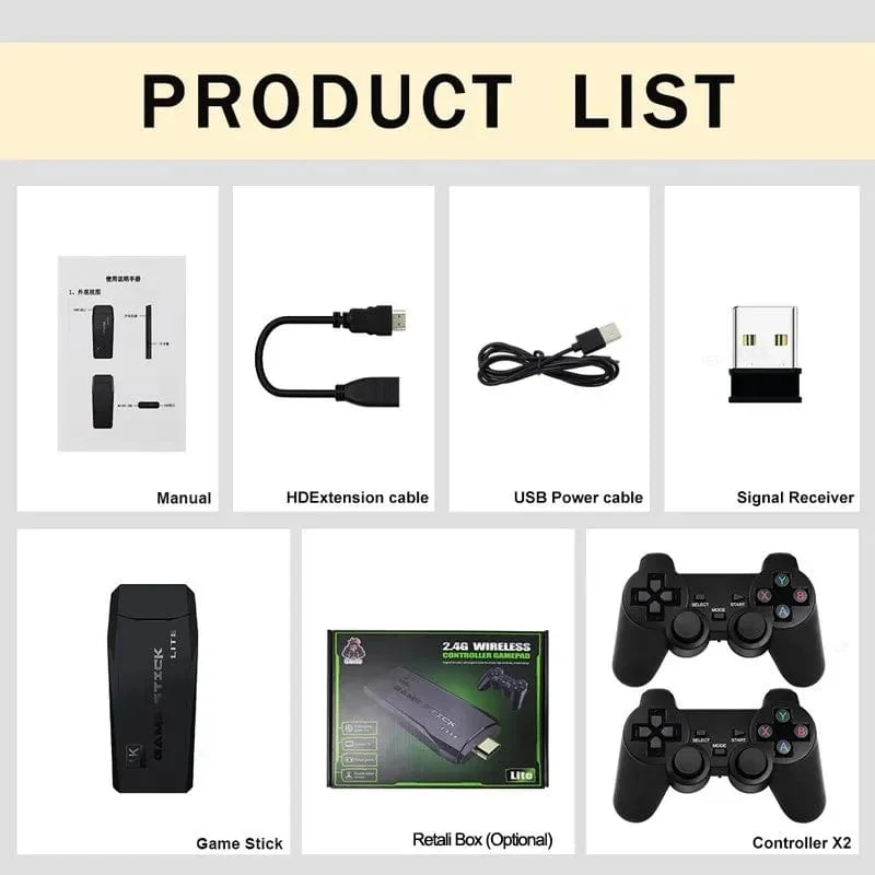 Videospielkonsole Eingebaute 20000 Spiele Drahtloser Controller TV Game Stick 4K HD Retro Mini Handheld-Spiel-Player