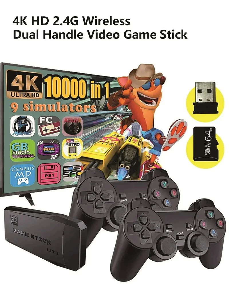 4K HD Video Mini Memory Stick Plug and Play Nostalgie Simulator Klassische Retro Spielkonsole für Geschenke