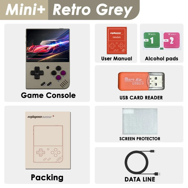 MIYOO Mini Plus Tragbare Retro-Handheld-Spielkonsole V2 Mini+ IPS-Bildschirm Klassische Videospielkonsole Linux-System Kindergeschenk