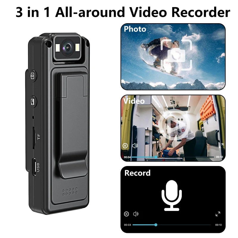 JOZUZE MD17 Wifi Mini Kamera 1080P Tragbarer digitaler Videorecorder Getragene Polizei Kleine Körperkamera Nachtsicht DV Miniatur Camcorder