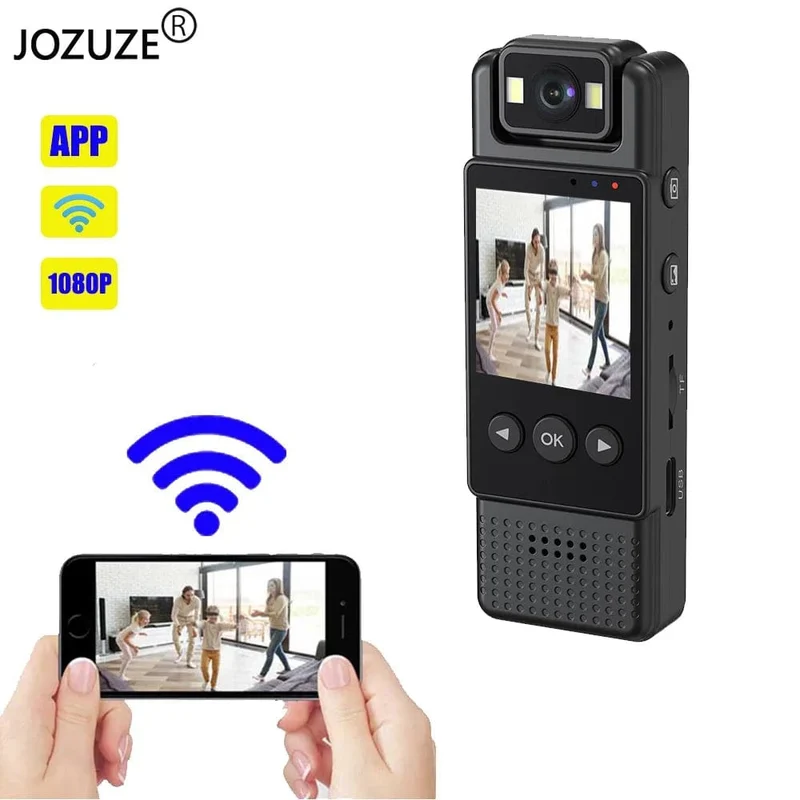 JOZUZE MD17 Wifi Mini Kamera 1080P Tragbarer digitaler Videorecorder Getragene Polizei Kleine Körperkamera Nachtsicht DV Miniatur Camcorder