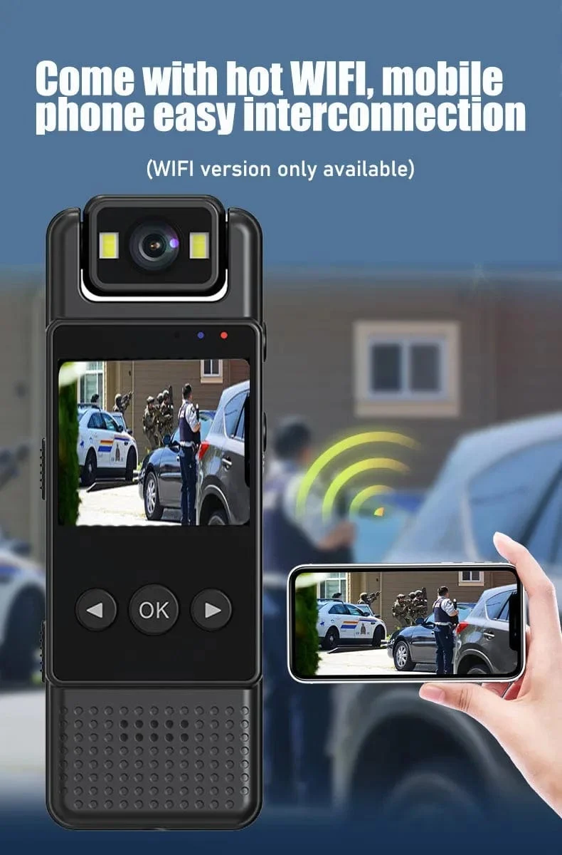 JOZUZE MD17 Wifi Mini Kamera 1080P Tragbarer digitaler Videorecorder Getragene Polizei Kleine Körperkamera Nachtsicht DV Miniatur Camcorder