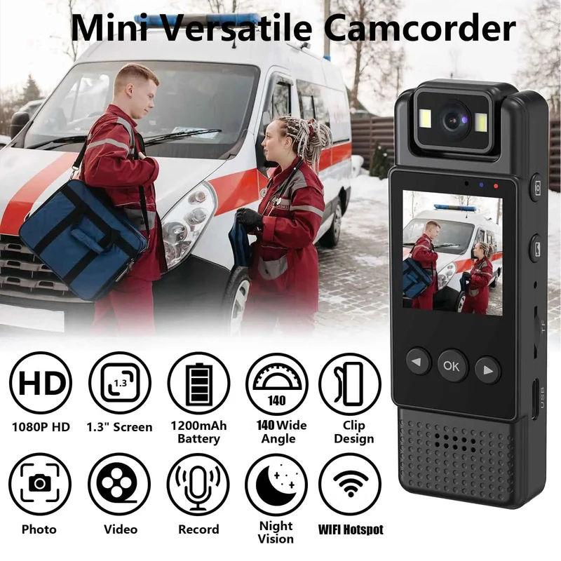 JOZUZE MD17 Wifi Mini Kamera 1080P Tragbarer digitaler Videorecorder Getragene Polizei Kleine Körperkamera Nachtsicht DV Miniatur Camcorder