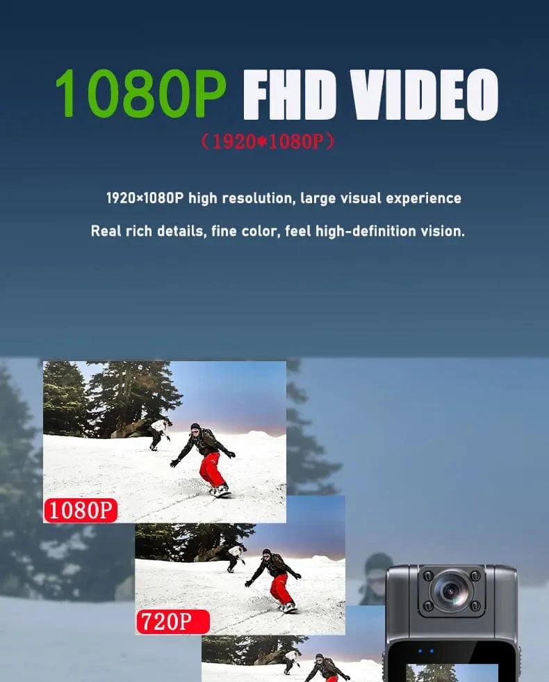JOZUZE B23 1080P HD Minikamera Tragbarer digitaler Videorecorder BodyCam Infrarot-Nachtsicht-Polizeikamera Kleiner Fahrrad-Camcorder