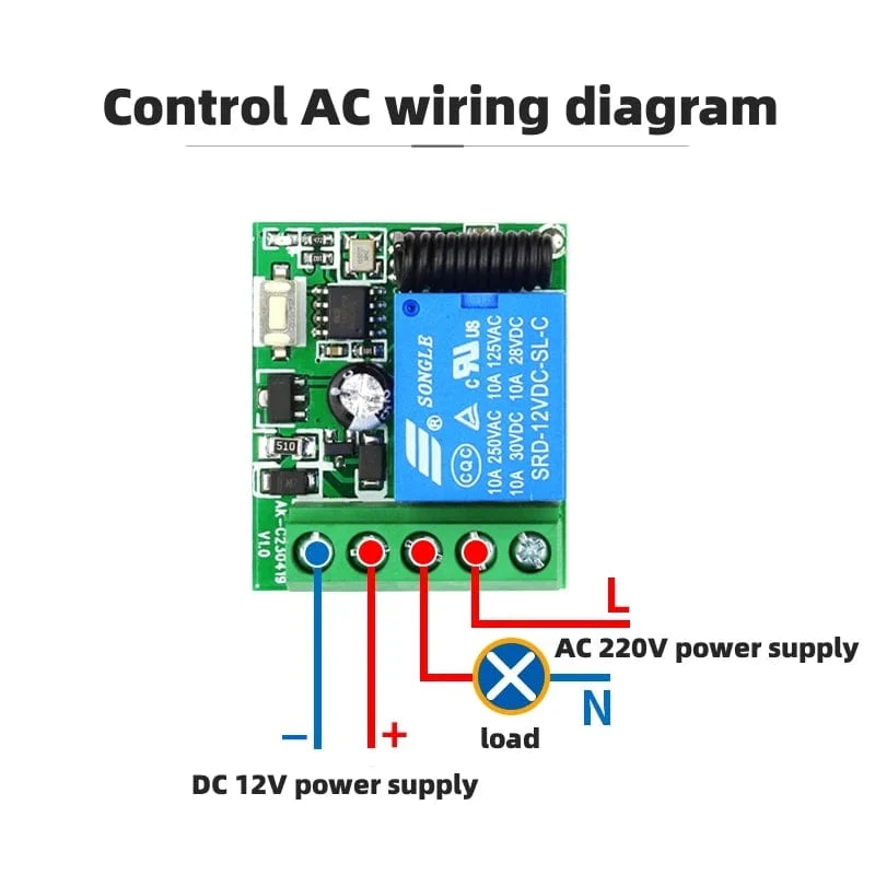 433MHz Drahtlose Fernbedienung Schalter DC 12V 10A 1CH Relais Modul Empfänger ON OFF Fernbedienung Für Tor led-leuchten Birne DIY