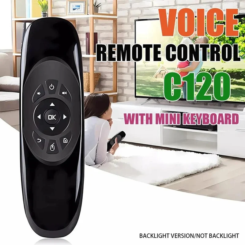 Voice Air Mouse C120 2.4G RF Smart Fernbedienung 7 Farbe Hintergrundbeleuchtung Drahtlose Mini-Tastatur für Android TV Box