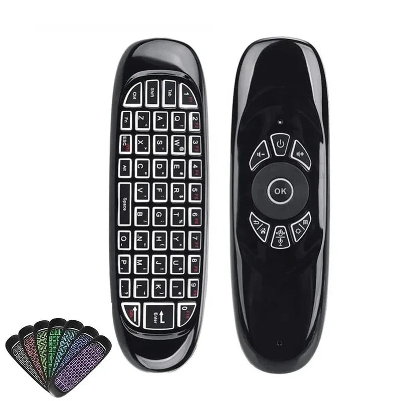 Voice Air Mouse C120 2.4G RF Smart Fernbedienung 7 Farbe Hintergrundbeleuchtung Drahtlose Mini-Tastatur für Android TV Box
