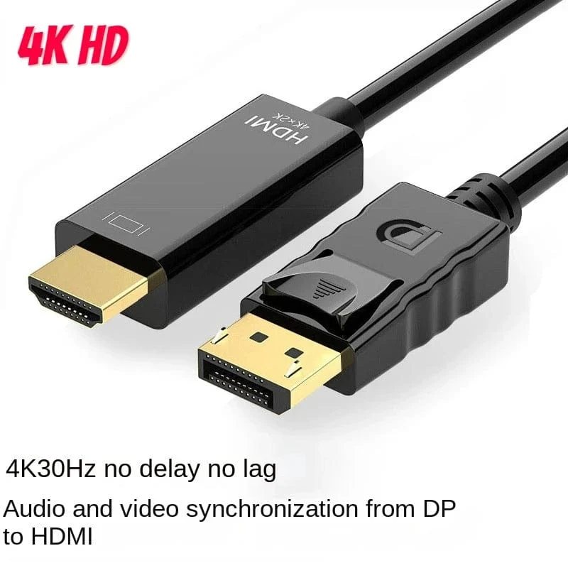 Dp-zu-Hdmi-Kabel, 1.8 m, 4k HD-Adapterkabel, Computermonitorkabel, konvertiert große Dp- zu Hdmi-