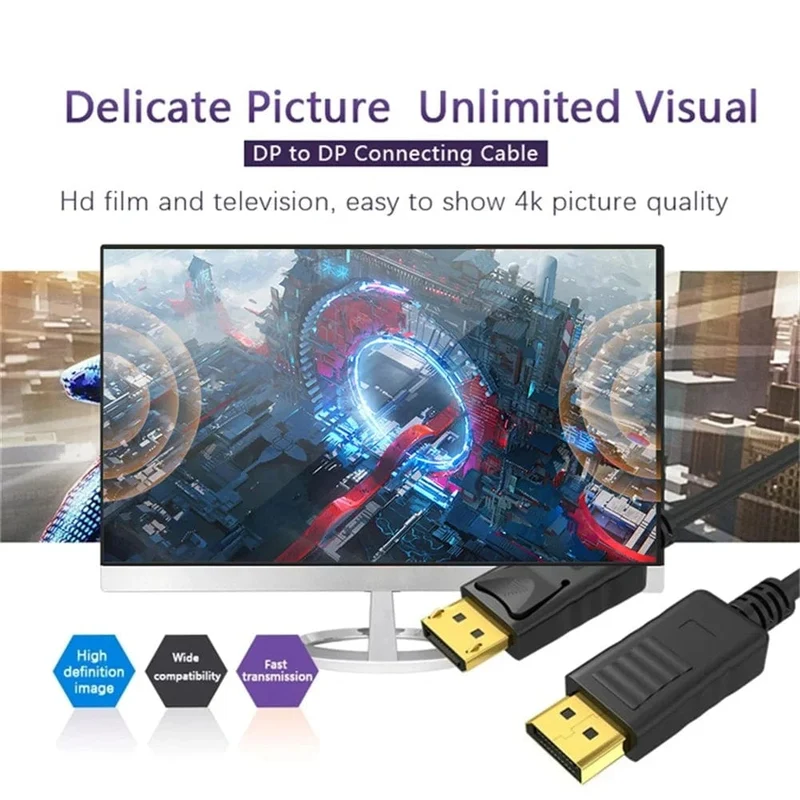 Dp-zu-Hdmi-Kabel, 1.8 m, 4k HD-Adapterkabel, Computermonitorkabel, konvertiert große Dp- zu Hdmi-