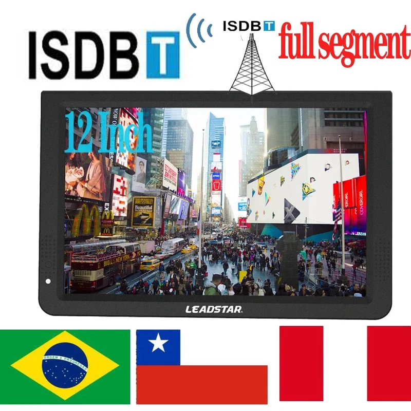 LEADSTAR D12 12 Zoll tragbarer mobiler Mini-Digitalfernseher mit ISDB-T DVB T2 ATSC H265 Hevc 1280 * 800 TF-Karte Digitalfernsehkonverter