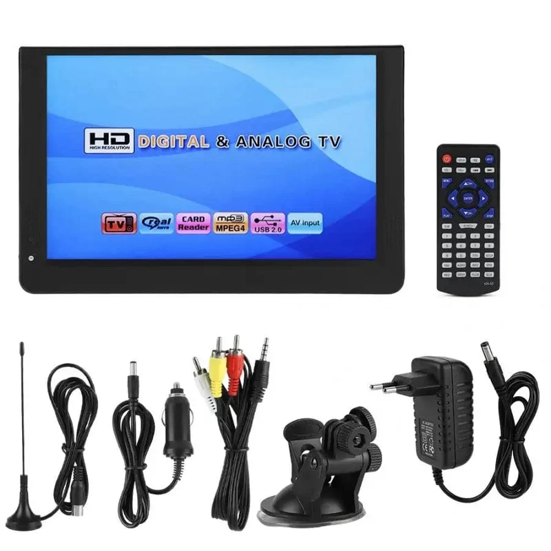 LEADSTAR D12 12 Zoll tragbarer mobiler Mini-Digitalfernseher mit ISDB-T DVB T2 ATSC H265 Hevc 1280 * 800 TF-Karte Digitalfernsehkonverter