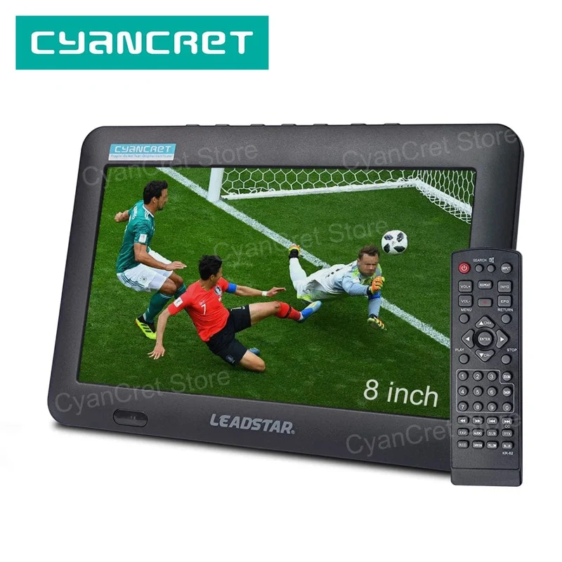 LEADSTAR D8 Tragbarer Fernseher 8 Zoll DVB-T2 ATSC ISDB-T TDT Digitaler und analoger Mini-Kleinwagenfernseher Unterstützt USB TF MP4 H.265 AC3