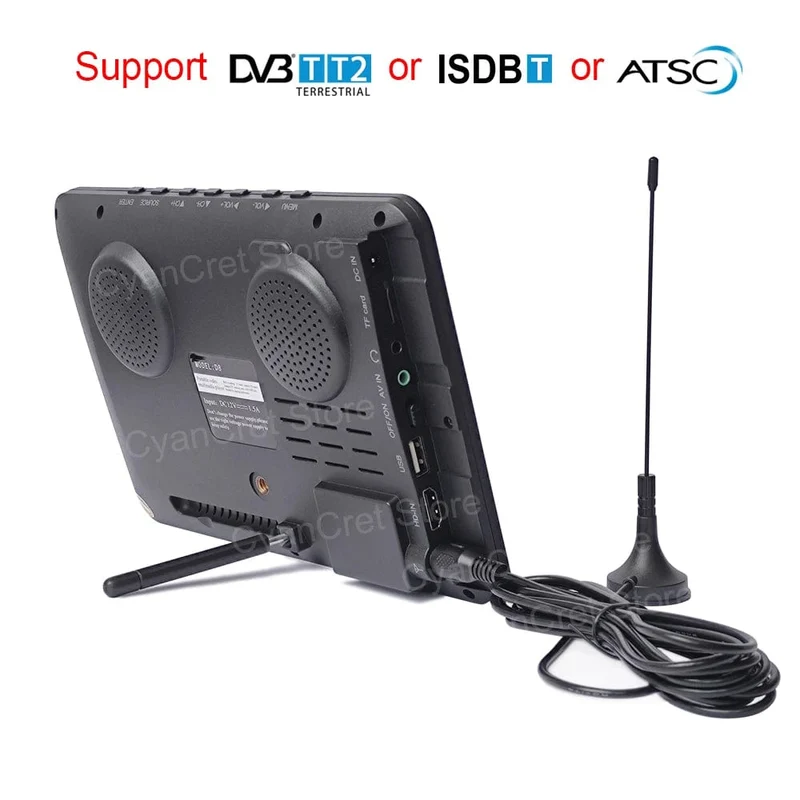LEADSTAR D8 Tragbarer Fernseher 8 Zoll DVB-T2 ATSC ISDB-T TDT Digitaler und analoger Mini-Kleinwagenfernseher Unterstützt USB TF MP4 H.265 AC3