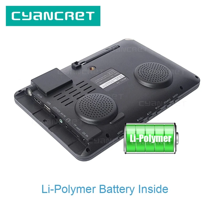 LEADSTAR D8 Tragbarer Fernseher 8 Zoll DVB-T2 ATSC ISDB-T TDT Digitaler und analoger Mini-Kleinwagenfernseher Unterstützt USB TF MP4 H.265 AC3