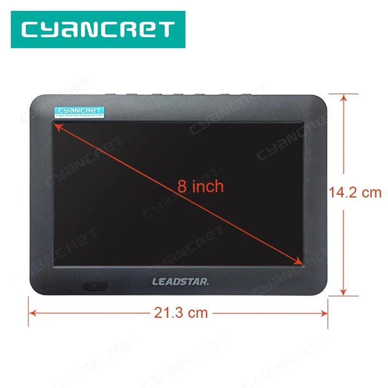 LEADSTAR D8 Tragbarer Fernseher 8 Zoll DVB-T2 ATSC ISDB-T TDT Digitaler und analoger Mini-Kleinwagenfernseher Unterstützt USB TF MP4 H.265 AC3