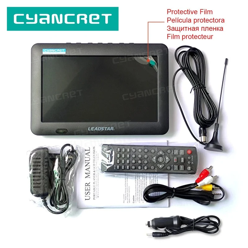 LEADSTAR D8 Tragbarer Fernseher 8 Zoll DVB-T2 ATSC ISDB-T TDT Digitaler und analoger Mini-Kleinwagenfernseher Unterstützt USB TF MP4 H.265 AC3
