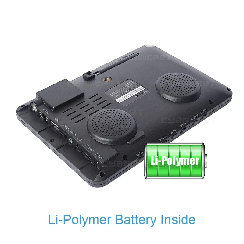 LEADSTAR D8 Tragbarer Fernseher 8 Zoll DVB-T2 ATSC ISDB-T TDT Digitaler und analoger Mini-Kleinwagenfernseher Unterstützt USB TF MP4 H.265 AC3