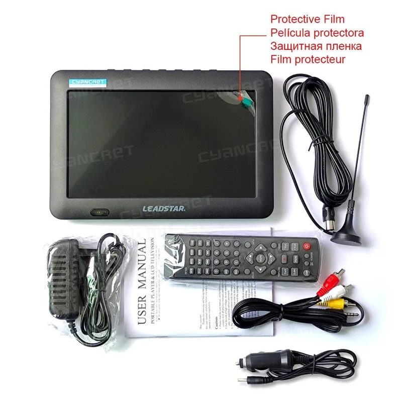 LEADSTAR D8 Tragbarer Fernseher 8 Zoll DVB-T2 ATSC ISDB-T TDT Digitaler und analoger Mini-Kleinwagenfernseher Unterstützt USB TF MP4 H.265 AC3