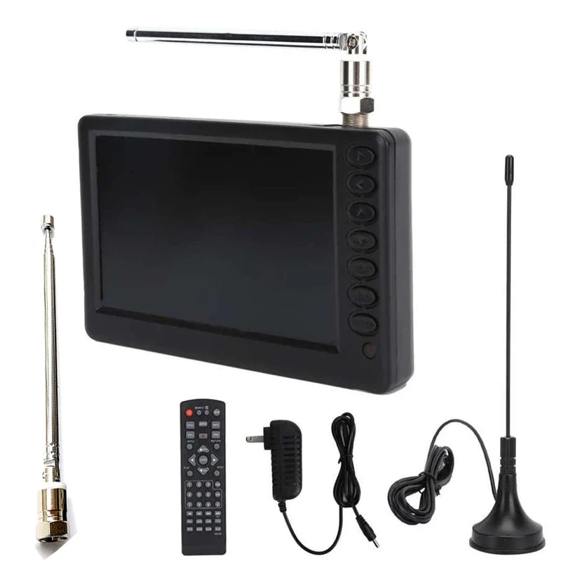 LEADSTAR Wiederaufladbarer D5 5 Zoll 800*480 Tragbarer Mini-Fernseher mit DVB-T2 ATSC ISDBT FM ATV USB Akku Taschenfernseher Überall zusehen