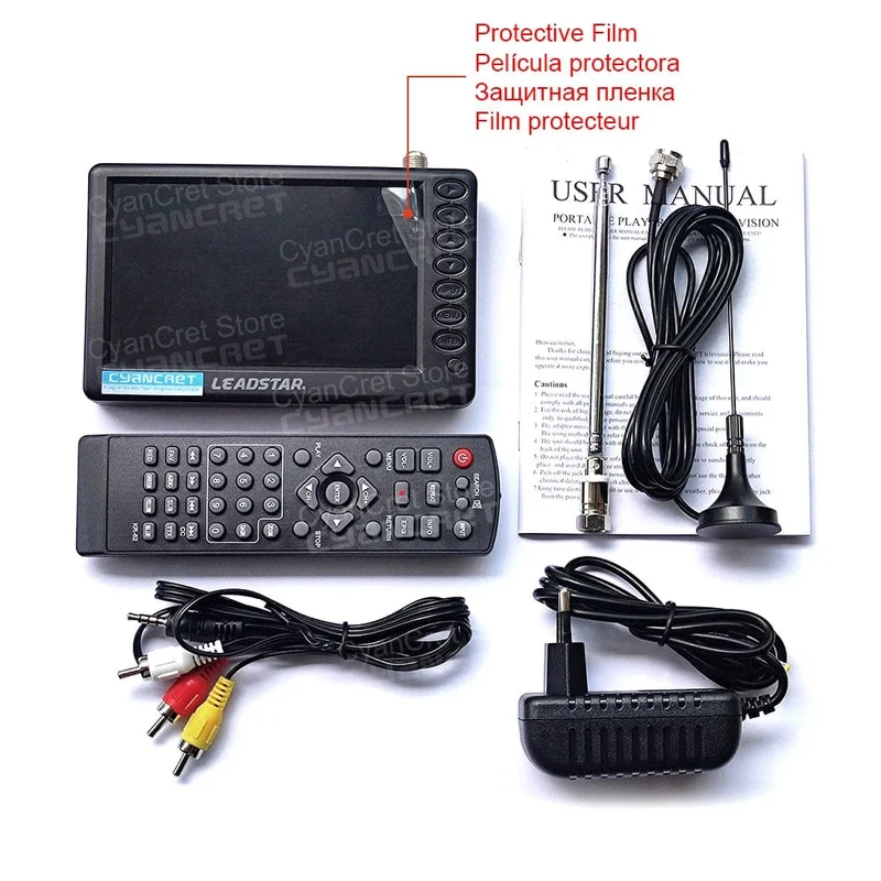 LEADSTAR Pocket TV D5 5 Zoll DVB-T2 ATSC ISDB-T TDT Digitaler und analoger Mini-Kleinwagenfernseher Tragbarer Fernseher Unterstützt USB TF AC3
