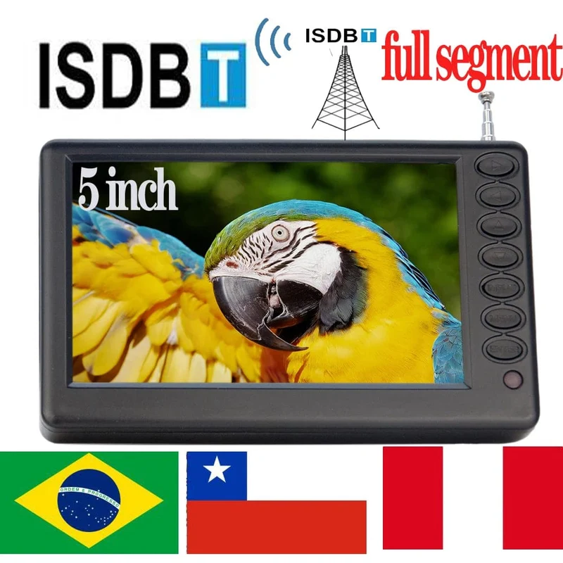 LEADSTAR D5 Wiederaufladbarer 5-Zoll-ISDB-T DVB-T2 ATSC Tragbarer Mini-Digitalfernseher mit Vollsegment-Decoder-Akku-Taschenfernseher Isdbt D5