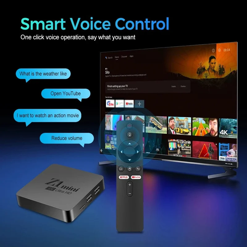 Original Z1 Mini Smart TV Box Android 10 Unterstützt 4K HDR10+ Dual Wifi BT Google Voice 2G16G Set-Top-TV-Box Media Player 2.4/5G