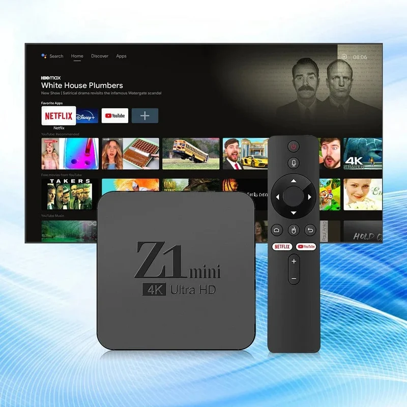 Original Z1 Mini Smart TV Box Android 10 Unterstützt 4K HDR10+ Dual Wifi BT Google Voice 2G16G Set-Top-TV-Box Media Player 2.4/5G