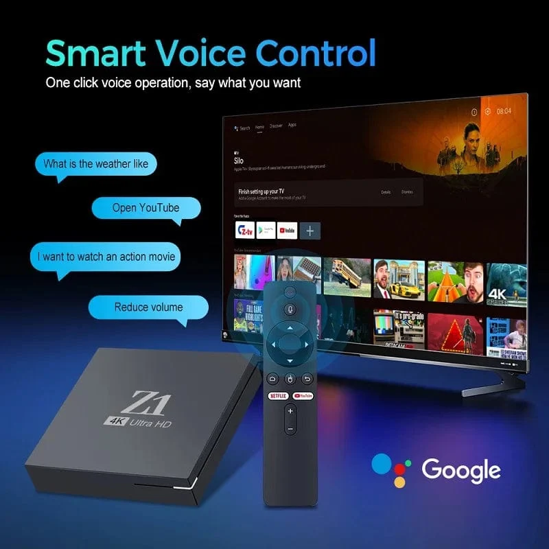 Original Z1 Mini Smart TV Box Android 10 Unterstützt 4K HDR10+ Dual Wifi BT Google Voice 2G16G Set-Top-TV-Box Media Player 2.4/5G
