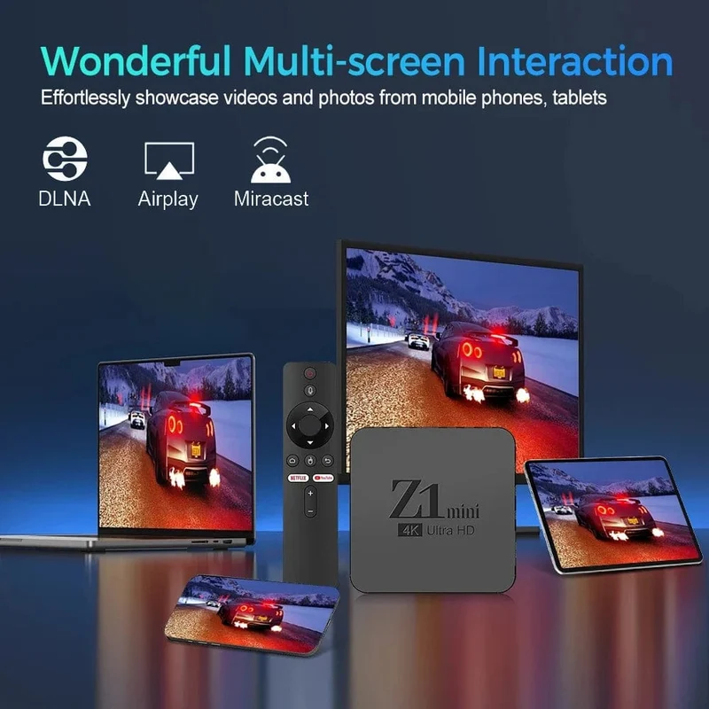 Original Z1 Mini Smart TV Box Android 10 Unterstützt 4K HDR10+ Dual Wifi BT Google Voice 2G16G Set-Top-TV-Box Media Player 2.4/5G
