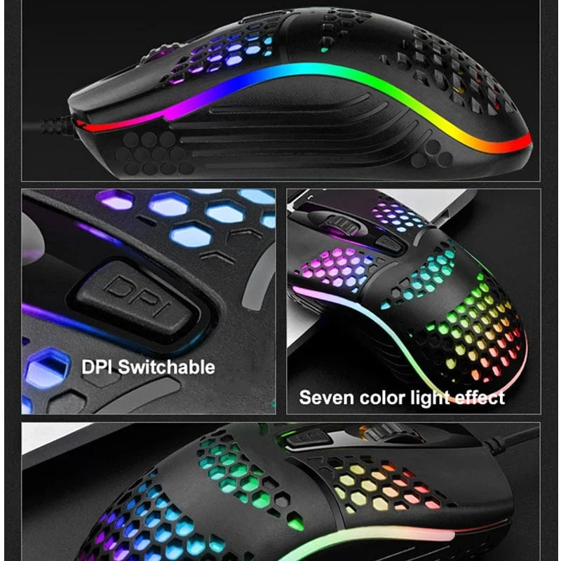Kabelgebundenes Gaming-Kabel 7 LED-Hintergrundbeleuchtung Optische Maus USB-Computer ausgehöhlte Mäuse Laptop Desktop 4D PC Heimgebrauch Büro