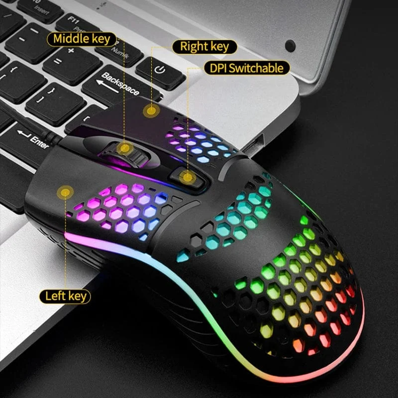 Kabelgebundenes Gaming-Kabel 7 LED-Hintergrundbeleuchtung Optische Maus USB-Computer ausgehöhlte Mäuse Laptop Desktop 4D PC Heimgebrauch Büro