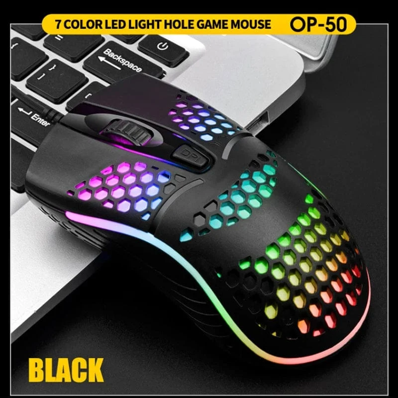 Kabelgebundenes Gaming-Kabel 7 LED-Hintergrundbeleuchtung Optische Maus USB-Computer ausgehöhlte Mäuse Laptop Desktop 4D PC Heimgebrauch Büro