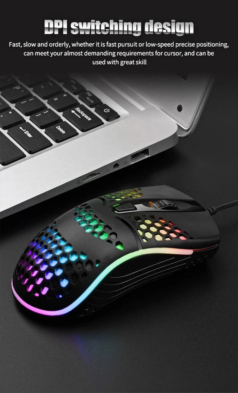 Kabelgebundenes Gaming-Kabel 7 LED-Hintergrundbeleuchtung Optische Maus USB-Computer ausgehöhlte Mäuse Laptop Desktop 4D PC Heimgebrauch Büro