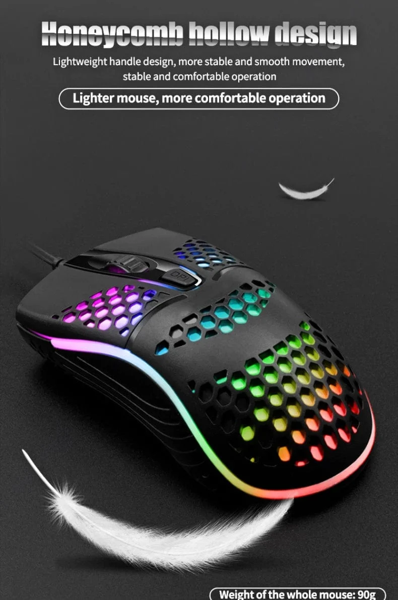 Kabelgebundenes Gaming-Kabel 7 LED-Hintergrundbeleuchtung Optische Maus USB-Computer ausgehöhlte Mäuse Laptop Desktop 4D PC Heimgebrauch Büro