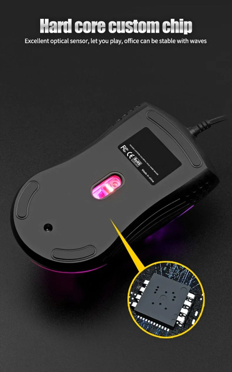 Kabelgebundenes Gaming-Kabel 7 LED-Hintergrundbeleuchtung Optische Maus USB-Computer ausgehöhlte Mäuse Laptop Desktop 4D PC Heimgebrauch Büro