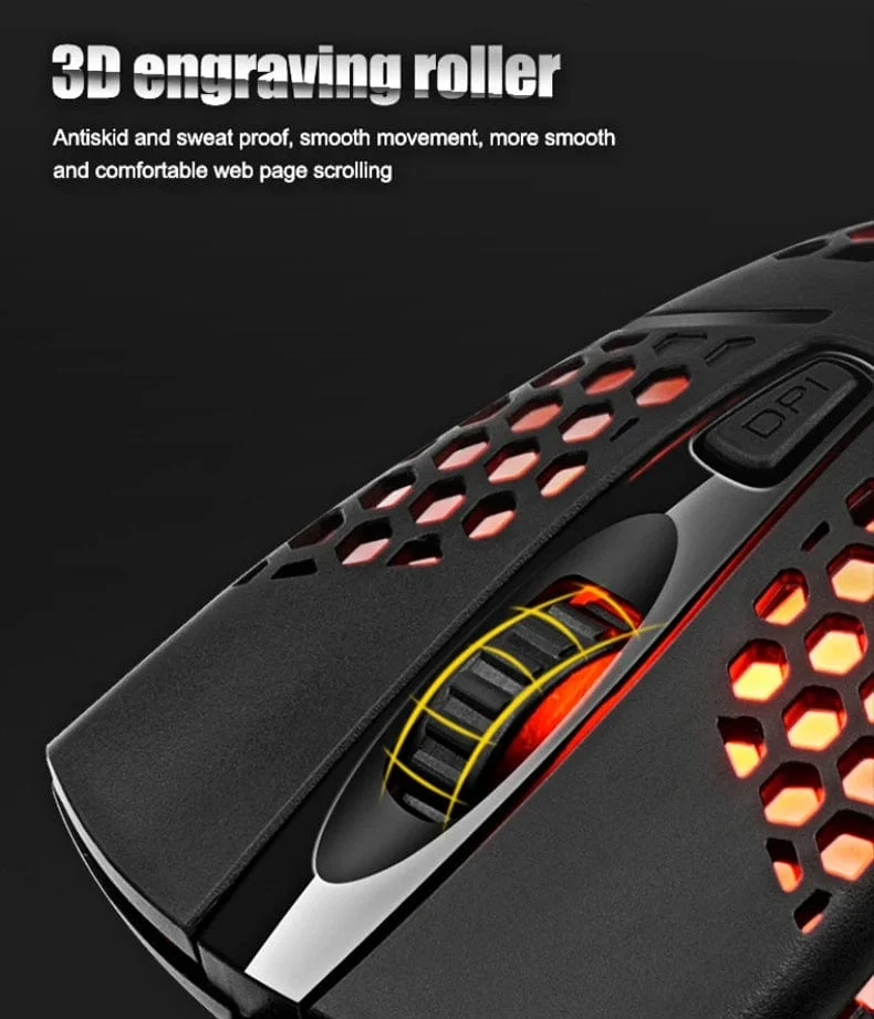 Kabelgebundenes Gaming-Kabel 7 LED-Hintergrundbeleuchtung Optische Maus USB-Computer ausgehöhlte Mäuse Laptop Desktop 4D PC Heimgebrauch Büro
