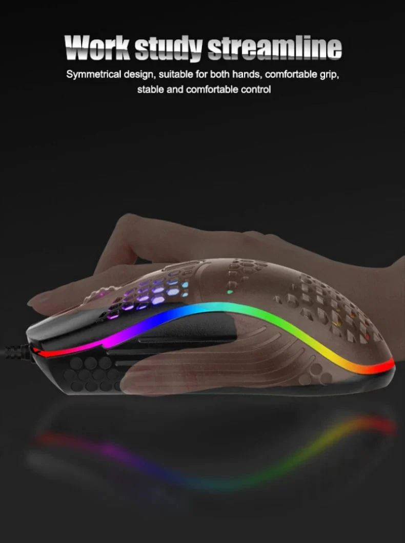 Kabelgebundenes Gaming-Kabel 7 LED-Hintergrundbeleuchtung Optische Maus USB-Computer ausgehöhlte Mäuse Laptop Desktop 4D PC Heimgebrauch Büro
