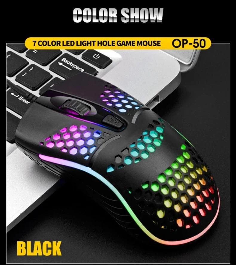 Kabelgebundenes Gaming-Kabel 7 LED-Hintergrundbeleuchtung Optische Maus USB-Computer ausgehöhlte Mäuse Laptop Desktop 4D PC Heimgebrauch Büro