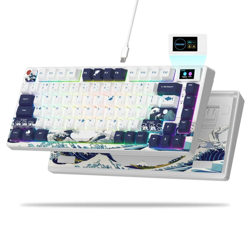 womier SK80 Mechanische Tastatur mit Dichtungsmontage, 81-Tasten-Gamer-Tastatur, 75 % Hot-Swap-RGB-Gaming-Tastatur mit Smart Display für den PC