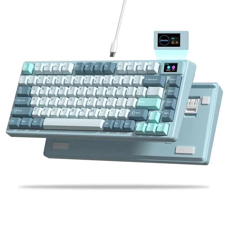 womier SK80 Mechanische Tastatur mit Dichtungsmontage, 81-Tasten-Gamer-Tastatur, 75 % Hot-Swap-RGB-Gaming-Tastatur mit Smart Display für den PC