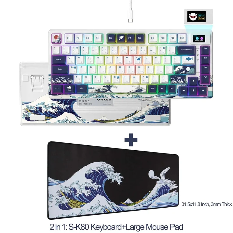 womier SK80 Mechanische Tastatur mit Dichtungsmontage, 81-Tasten-Gamer-Tastatur, 75 % Hot-Swap-RGB-Gaming-Tastatur mit Smart Display für den PC