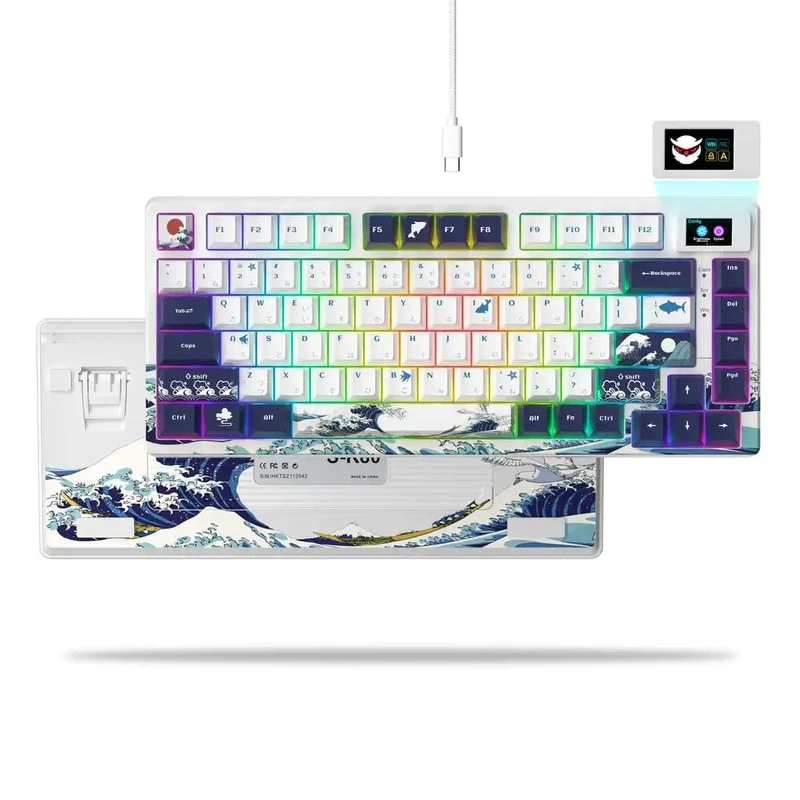 womier SK80 Mechanische Tastatur mit Dichtungsmontage, 81-Tasten-Gamer-Tastatur, 75 % Hot-Swap-RGB-Gaming-Tastatur mit Smart Display für den PC