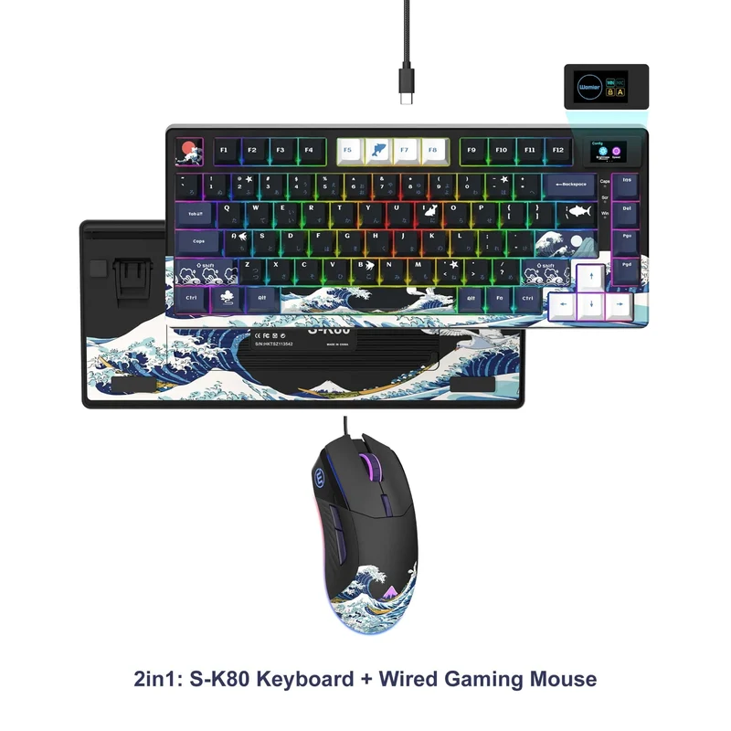 womier SK80 Mechanische Tastatur mit Dichtungsmontage, 81-Tasten-Gamer-Tastatur, 75 % Hot-Swap-RGB-Gaming-Tastatur mit Smart Display für den PC