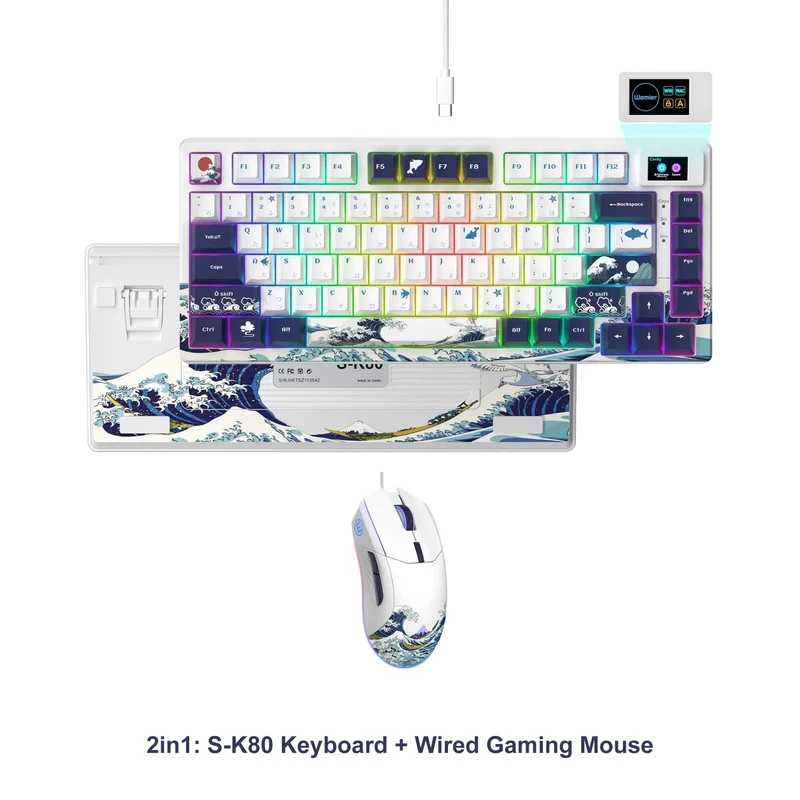 womier SK80 Mechanische Tastatur mit Dichtungsmontage, 81-Tasten-Gamer-Tastatur, 75 % Hot-Swap-RGB-Gaming-Tastatur mit Smart Display für den PC