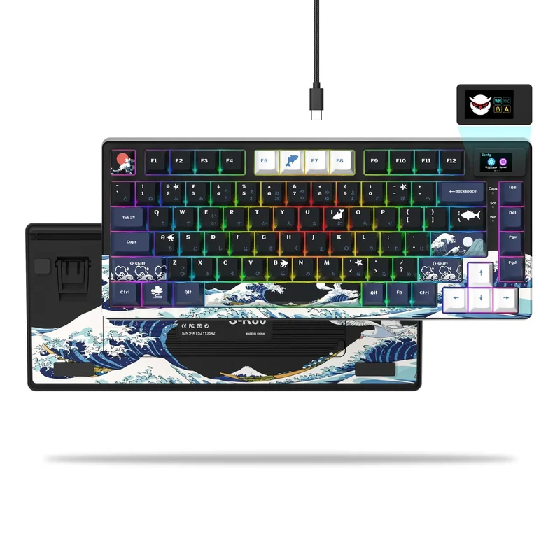 womier SK80 Mechanische Tastatur mit Dichtungsmontage, 81-Tasten-Gamer-Tastatur, 75 % Hot-Swap-RGB-Gaming-Tastatur mit Smart Display für den PC