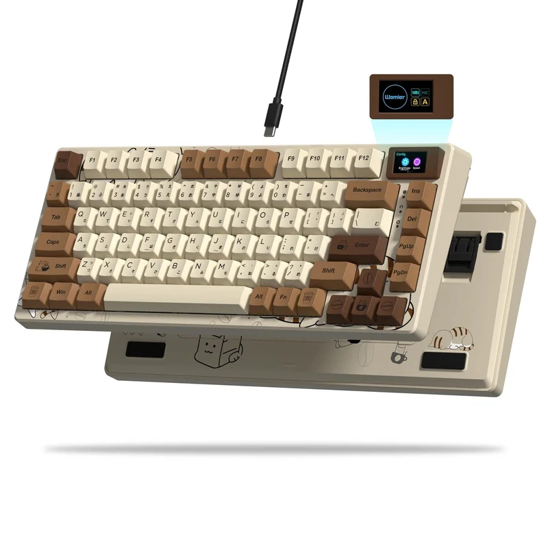 womier SK80 Mechanische Tastatur mit Dichtungsmontage, 81-Tasten-Gamer-Tastatur, 75 % Hot-Swap-RGB-Gaming-Tastatur mit Smart Display für den PC