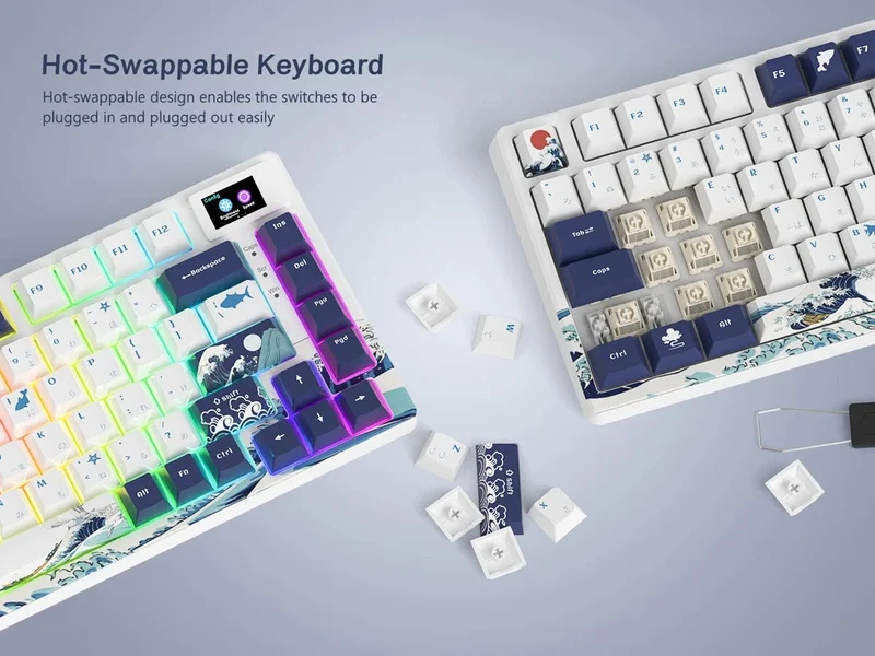 womier SK80 Mechanische Tastatur mit Dichtungsmontage, 81-Tasten-Gamer-Tastatur, 75 % Hot-Swap-RGB-Gaming-Tastatur mit Smart Display für den PC