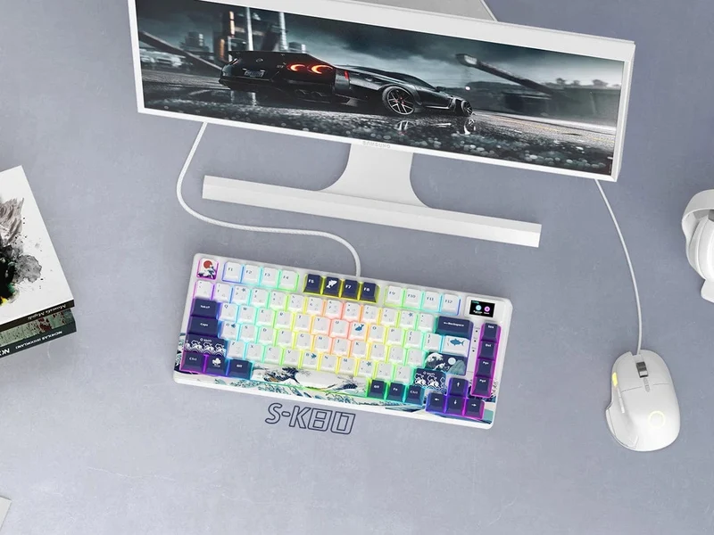 womier SK80 Mechanische Tastatur mit Dichtungsmontage, 81-Tasten-Gamer-Tastatur, 75 % Hot-Swap-RGB-Gaming-Tastatur mit Smart Display für den PC