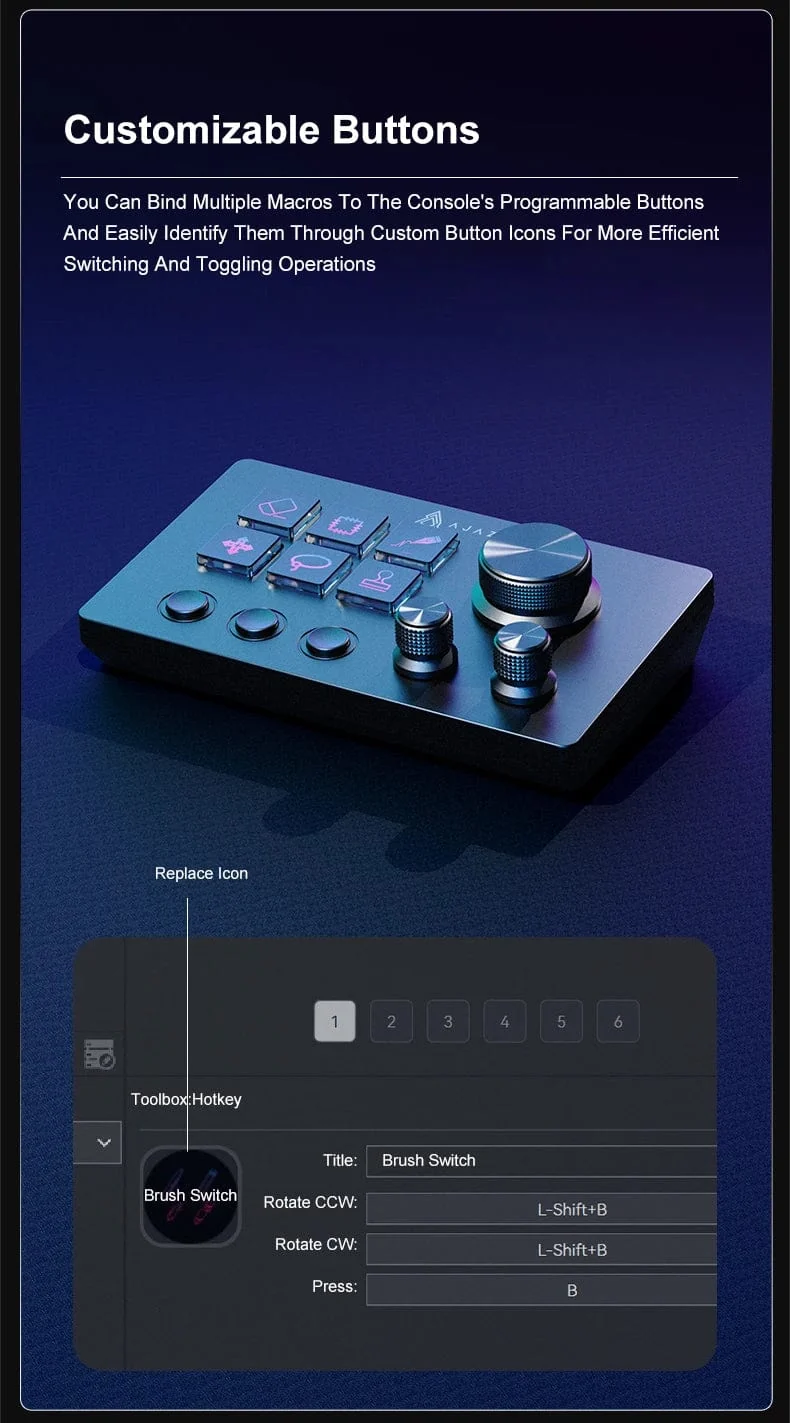 Ajazz AKP03E Mechanische Makro-Tastatur, Multifunktions-Desktop-Assistent, für Büro und Gaming, einfach zu bedienende Multimedia-Steuerung