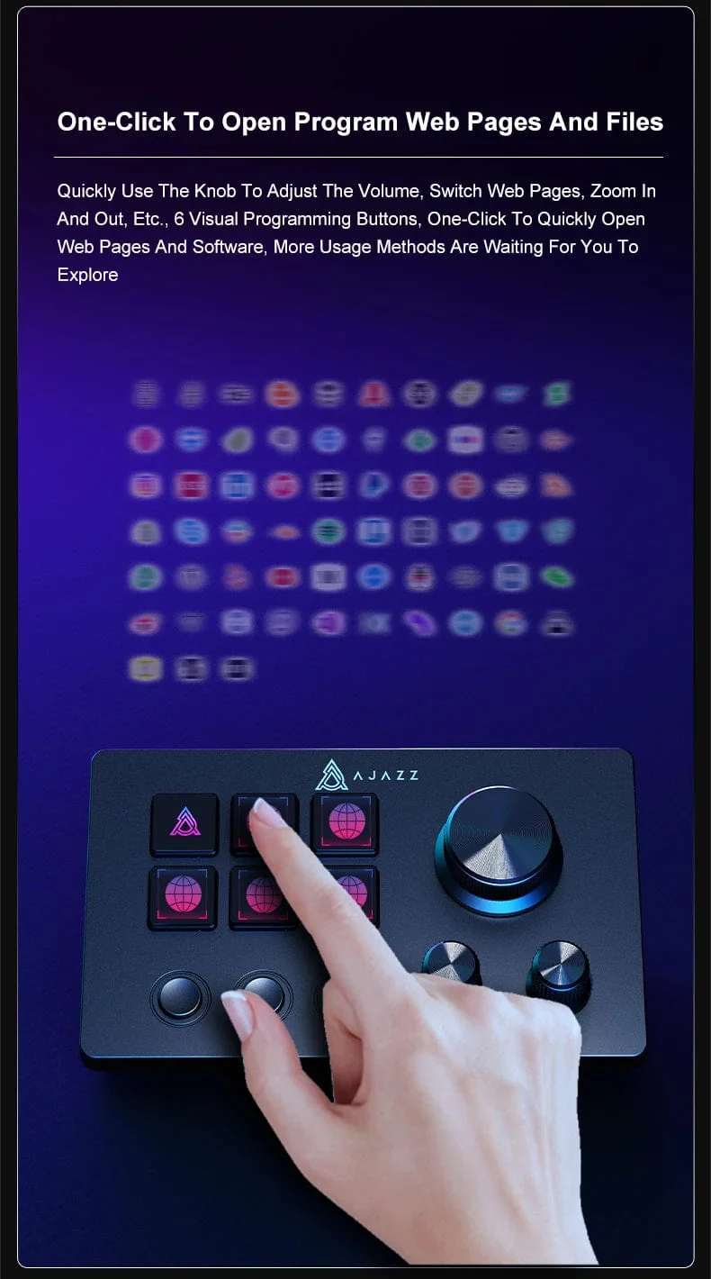 Ajazz AKP03E Mechanische Makro-Tastatur, Multifunktions-Desktop-Assistent, für Büro und Gaming, einfach zu bedienende Multimedia-Steuerung